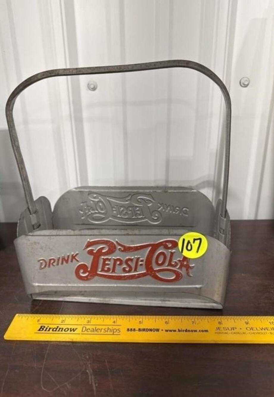 Vintage Original 1940s Drink Pepsi Cola Embossed Metal Bottle Carrier Double